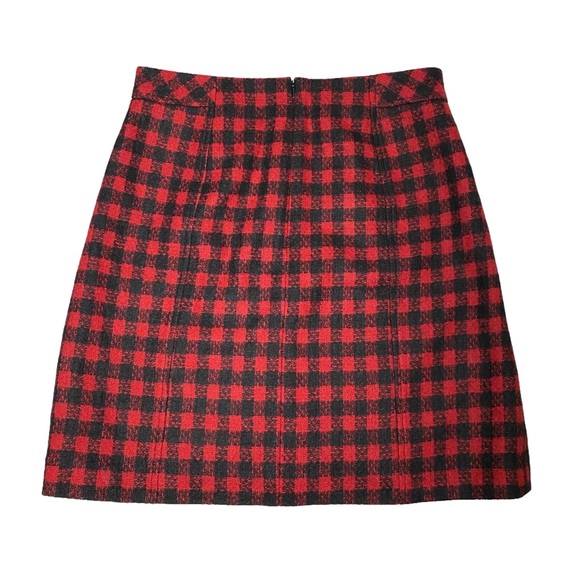 Brooks Brothers Skirt Red Black Gingham Checkered Plaid Gold button size 2 - Picture 5 of 8